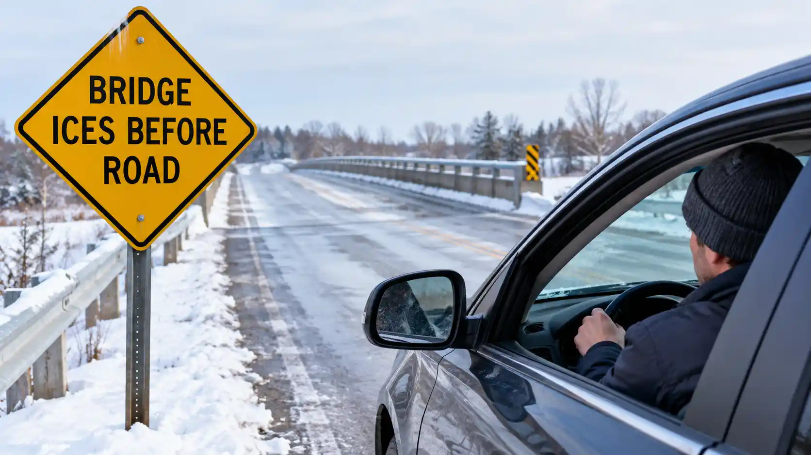 Bridge Ices Before Road Meaning